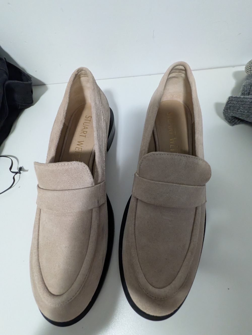 Stuart Weitzman Beige Suede Loafers